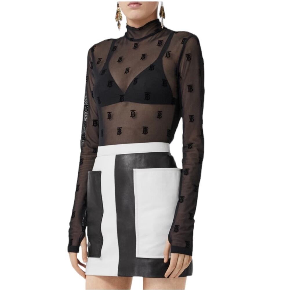 Burberry Trancura Monogram Mesh Top L Black